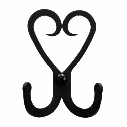 Wrought Iron Heart Double Wall Hook