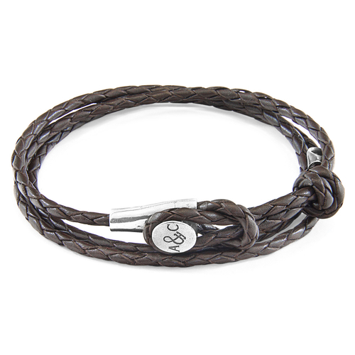 Dark Brown Dundee Silver & Leather Bracelet