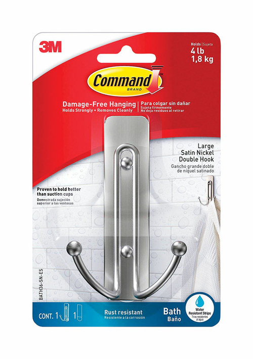 Command 5000491 4.03 in. Large Adhesive Strips Hook  Plastic  4 lbs