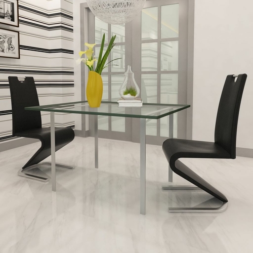 Dining Chairs 2 pcs Black Faux Leather