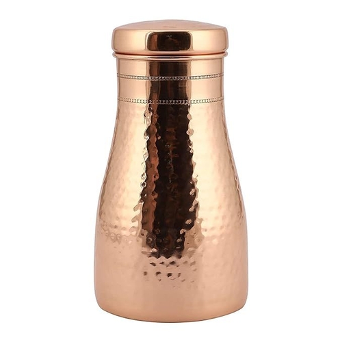 Copper Bedside Bedroom Water Bottle With Inbuilt Glass Vessel, 1 L,