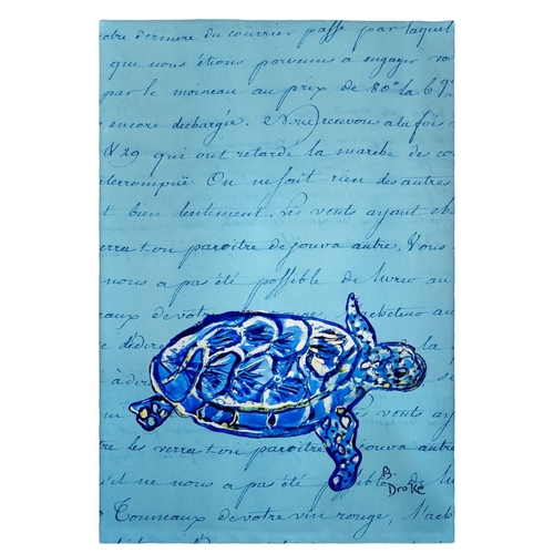 Betsy Drake GT344 Blue Script Sea Turtle Guest Towel - 20 x 20 in.