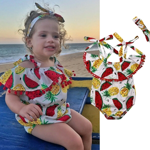0 24M Infant Baby Girls Floral Bodysuit +Headband
