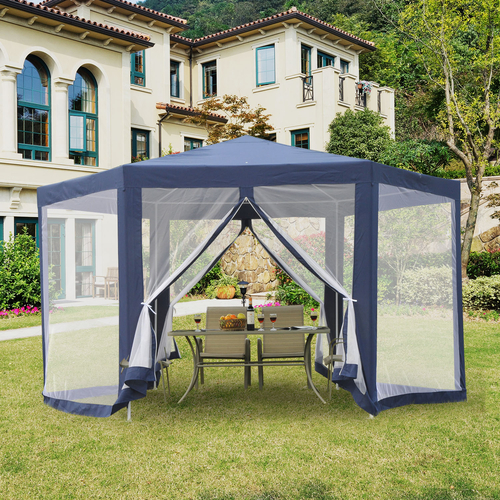 Outsunny Œ¶13' Outdoor Hexagon Gazebo Party Tent Outdoor Canopy Garden