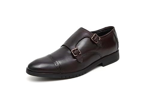 Men's Genuine Leather Monk Strap Buckle Formal