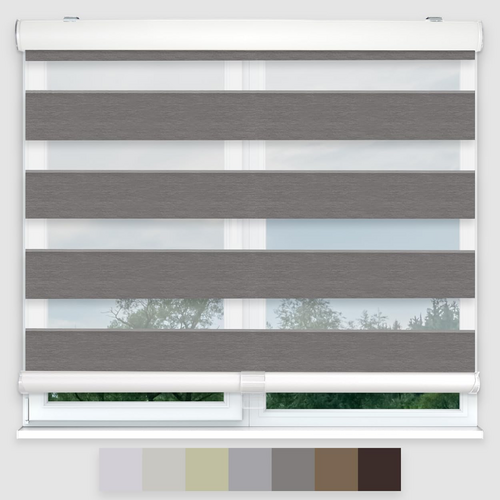 Standard Cordless Custom Blackout Zebra Roller Shades Dark Grey
