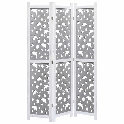 3-Panel Room Divider Gray 41.3"x64.7" Solid Wood