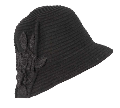 Black soft wool felt ladies fashion hat