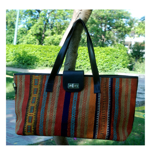 Kilim Leather Nero Bag