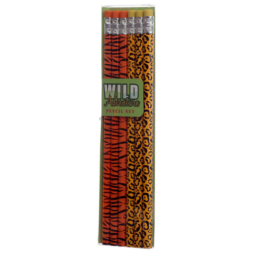 Fun Wild Adventure Set of 6 Animal Print Pencil Set