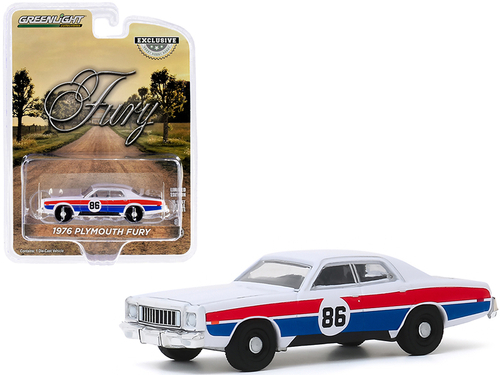 1976 Plymouth Fury #86 White with Red and Blue Stripes \Hazzard County