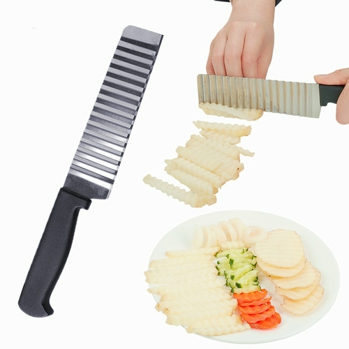 Stainless Steel Potato Chip Slicer Dough Vegetable Fruit Crinkle Wavy