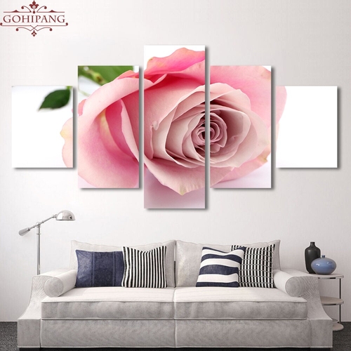 5 Pieces Flower Painting Pink Rose Canvas