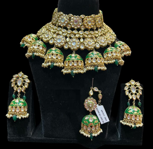 Alloy Gold-plated Green Jewel Set