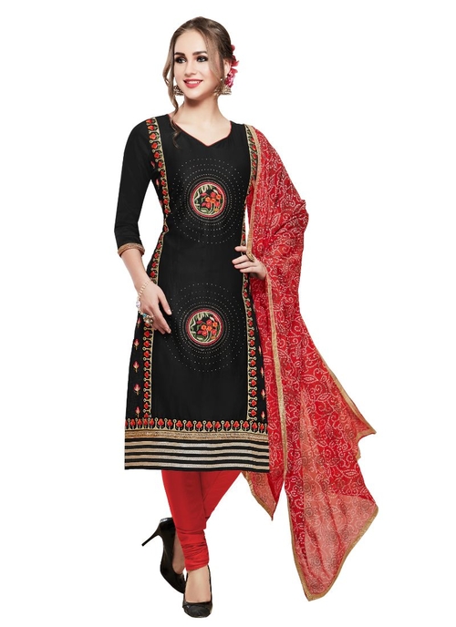 Generic Women's Cotton Salwar Material (Black,