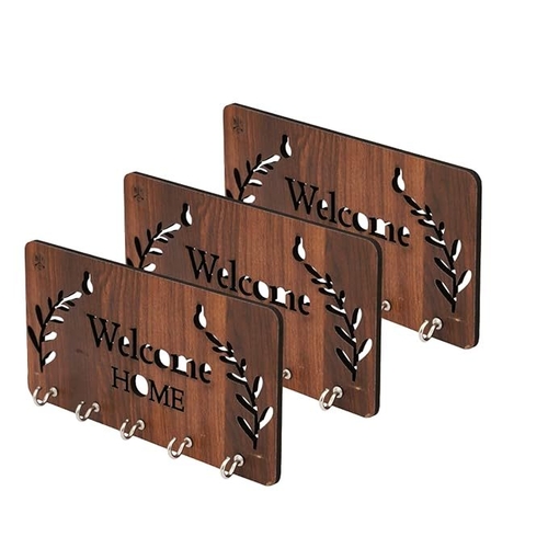 Wooden Key Holder for Home and Office Furnishing and with 5 Hooks Wall