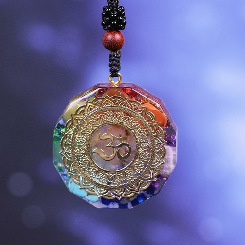 Natural Crystal Chakra Orgonite Energy Pendant Energizing Om Orgonite