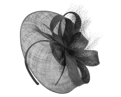 Large black sinamay racing fascinator