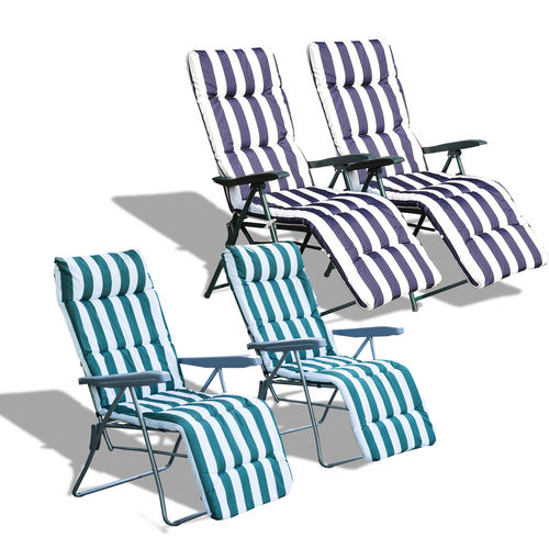 Outsunny Set of 2 Garden Sun Lounger Outdoor Reclining Seat Cushioned
