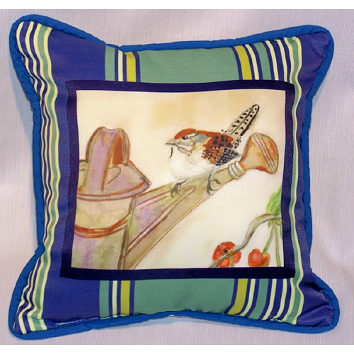 Betsy Drake SN268 Carolina Wren Small Outdoor-Indoor Pillow 12"x1