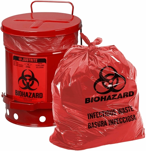 Pack of 25 Red Biohazard Waste Bag Liners 40 x 48 High Density