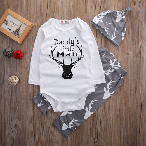 3pcs Newborn Kids Infant Baby Boy Deer Tops Romper