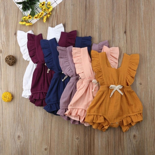 2019 6 Color Cute Baby Girls Ruffle Solid Color