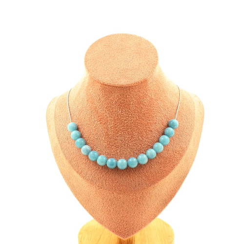 Blue Chalcedony 15 beads 8 mm necklace