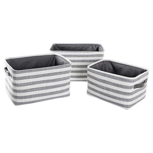 Basket set DKD Home Decor Grey Stripes Cotton (42 x 32 x 25 cm) (3