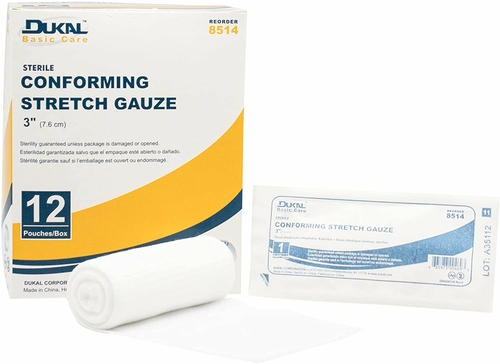 Dukal Conforming Stretch Gauze 3". Case of 96 Light Conforming