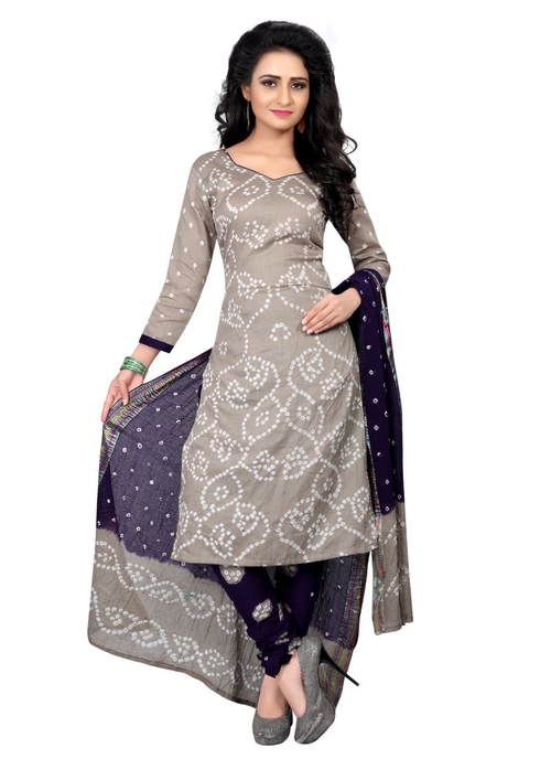 Generic Women's Satin Cotton Salwar Material (Ash
