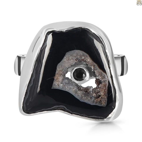 Agate (Black) Adjustable Ring adjustable Artificial