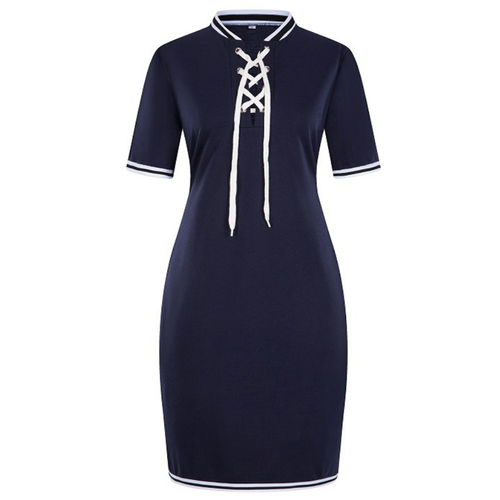  Plus Size Vintage Women Dress Round Neck