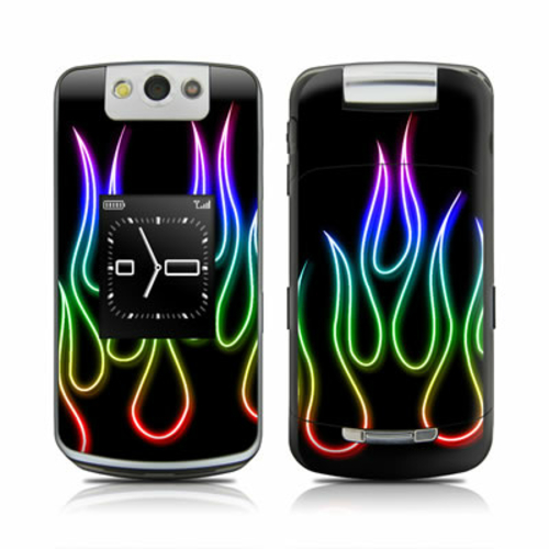 DecalGirl BBPF-NFLAMES-RBO BlackBerry Pearl Flip Skin - Rainbow Neon F