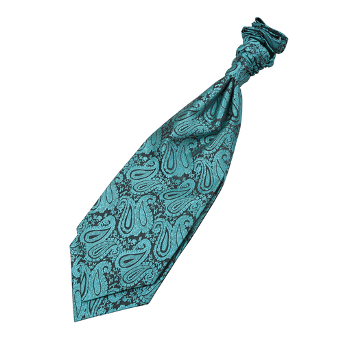 Paisley Pre-Tied Ruche Cravat - Teal