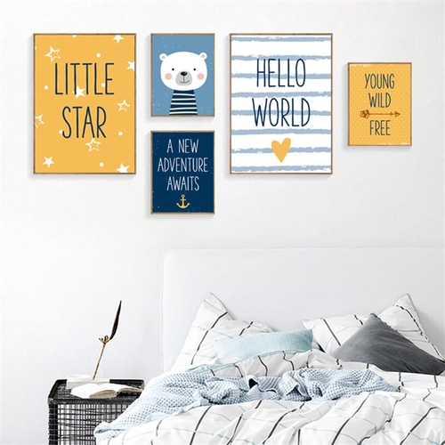 Nordic Cartoon Animals Art Canvas Painting Prints