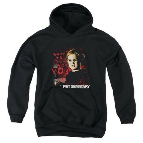 Trevco Pet Sematary-I Want To Play Youth Pull-Over Hoodie- Black - Sma