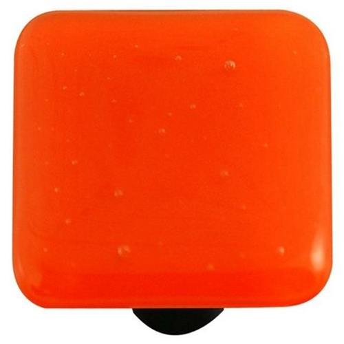 Hot Knobs HK1008-KB Opal Orange Square Glass Cabinet Knob - Black Post