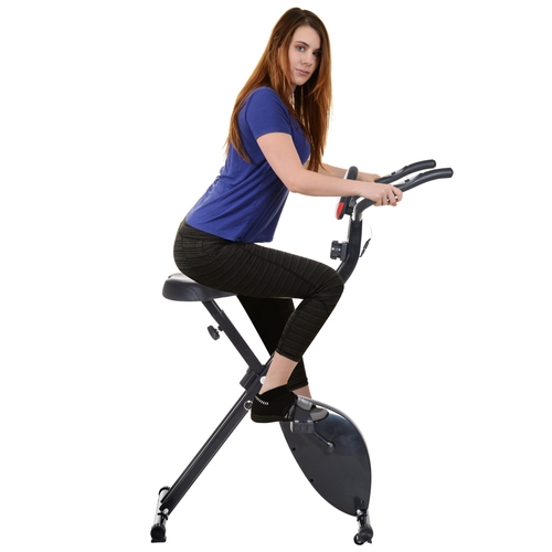 Soozier Foldable Exercise Bike Upright Fitness Bike 8-Level Resistance