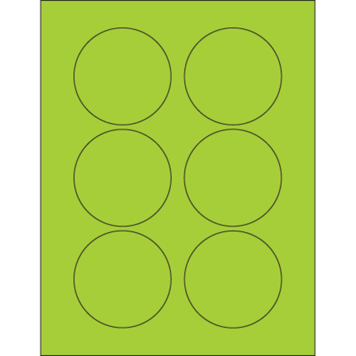 Tape Logic LL195GN 3 in. Fluorescent Green Circle Laser Labels - Pack 