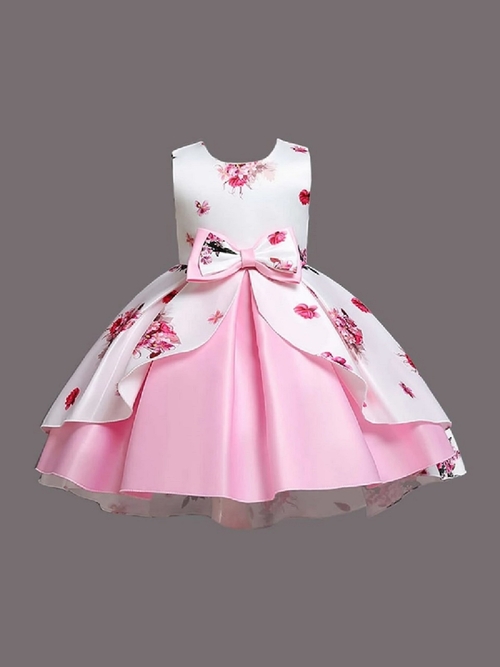 Main Girl's Satin Floral Printed Frock 5-6-YEAR image