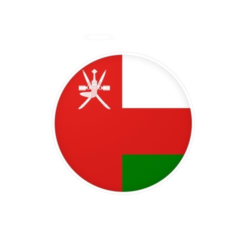 Autocollant rond Drapeau d'Oman en plusieurs tailles