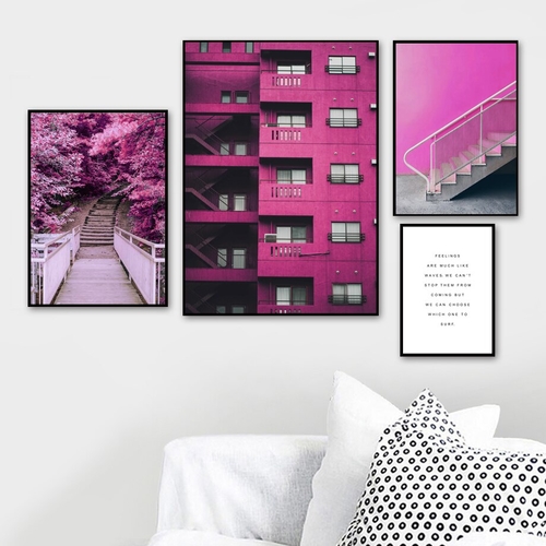 Pink Maple Leaf House Quote Wall Art