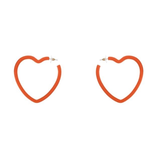 Orange Big Heart Hoop Earrings for women