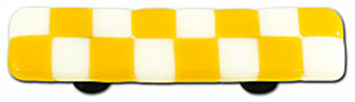 Hot Knobs HK7002-PA Sunflower Yellow & White Rectangle Glass Cabinet P
