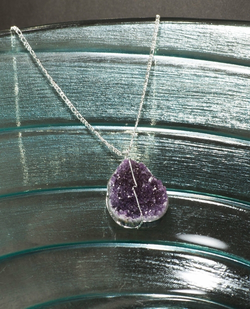 Calia Druse Crystal Pendant on Silver Chain