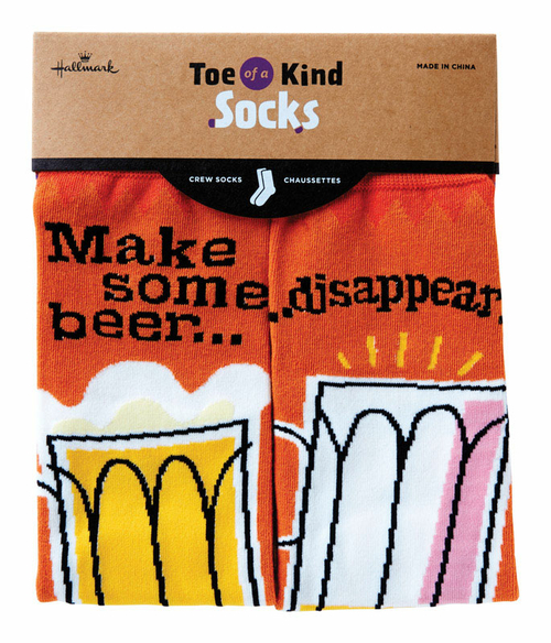 Hallmark 6519086 Toe of a Kind Beer Crew Socks Cotton, Assorted - 