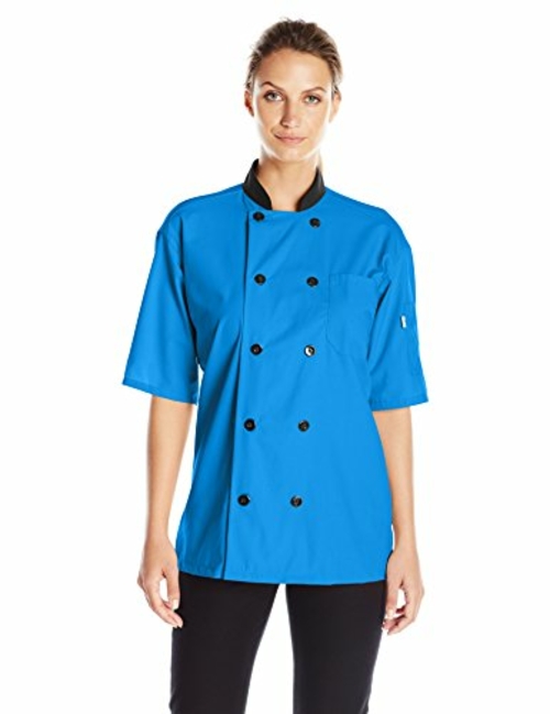 Vtex 0494-5102 Uncommon Threads Womens Havana Chef Coat SS Mesh Black 