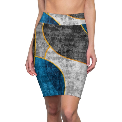 High Waist Womens Pencil Skirt - Contour Stretch - Black Blue Grey