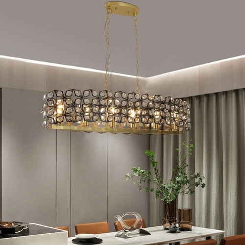 Modern Champagne Gold Oval Crystal ceiling chandelier  Luxury Home